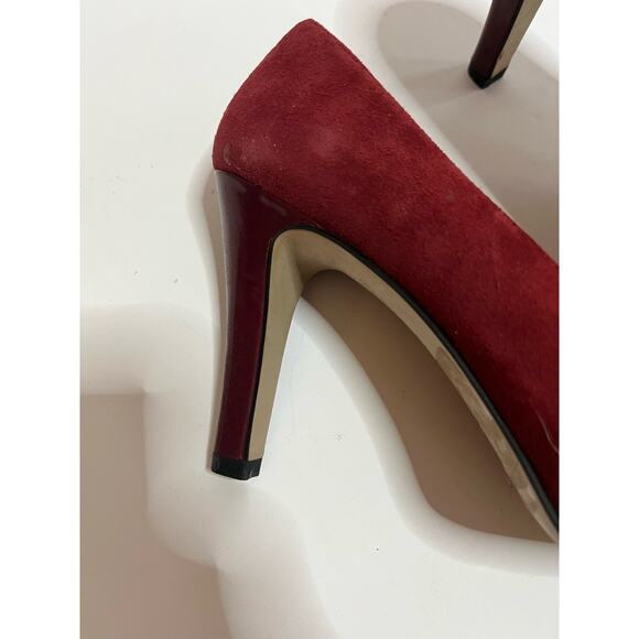 Franco Sarto red suede peep toe pumps 3 1/2" heel 8 Perfect condition - Picture 3 of 5